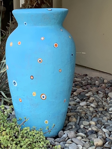 Closeup of tall flower pot
